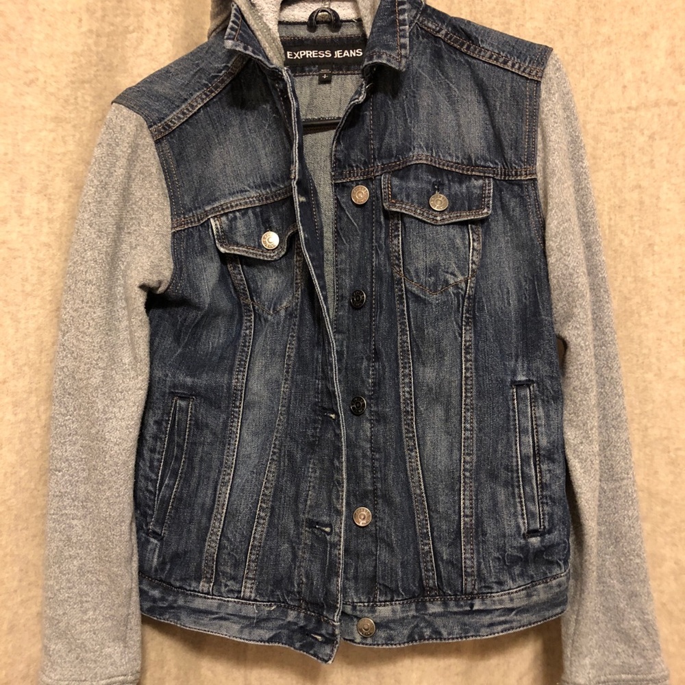Express Jeans Denim Jacket Hoodie Size S